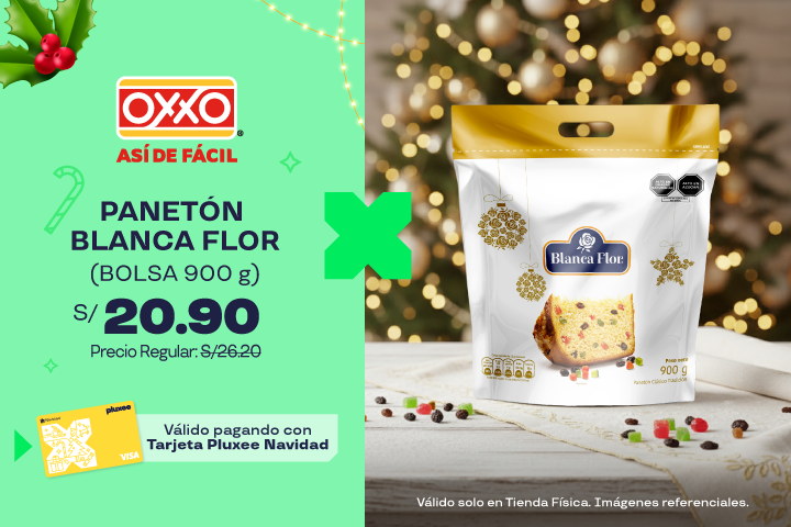 PANETÓN BLANCA FLOR BOLSA 900G A S./20.90.PRECIO REGULAR:S/.26.90.VÁLIDO SOLO EN TIENDAS FÍSICAS.